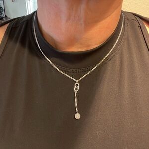 Authentic Christian Dior drop necklace CD silver